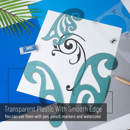 French Curve - Large Circle & Ellipse Templates (6 Pc), Curve Ruler, Drawing & D - Afbeelding 6 van 12