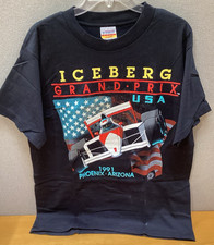 VINTAGE Iceberg Grand Prix USA [1991] Phoenix TEAM HAZELWOOD T-Shirt Men’s Large