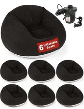 OLEEK 6 Inflatable Bean Bag Chairs w/ Electric Air Pump Black Adult Kids