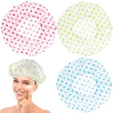 6 Pcs Waterproof Reusable Bath Caps Shower Hair Hats with Elastic Band