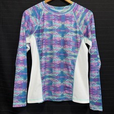 Tormentor Fishing Blue Purple Sea Turtle Long Sleeve Rash Guard Swim Shirt S