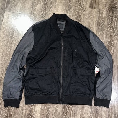 Sean John Jacket Mens 3XL Black Gray Bomber Full Zip Coat Y2K