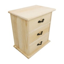 Boîte à Bijoux En Bois de Pin Naturel Boîte à Bijoux avec 3 Tiroirs Compact