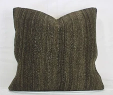 Decorative Handmade Turkish Kilim Pillow Cover 20x20 Brown Kilim Throw Cushion