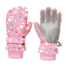 Kids Winter Snow Ski Gloves, Waterproof Cold Weather Insulated Small Pink