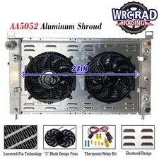 28" Radiator+Shroud Fan For 1999-2013 Chevy Silverado GMC Sierra 1500 2500 #2334
