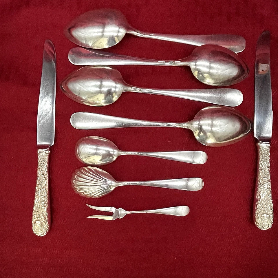 VINTAGE STERLING S.KIRK AND SON REPOUSSE SERVING PIECES SET OF 9 - Image 4 of 4