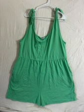 Culture Code 2X Shoulder Knot Baggy Romper Turquoise Plus Size Boho EUC