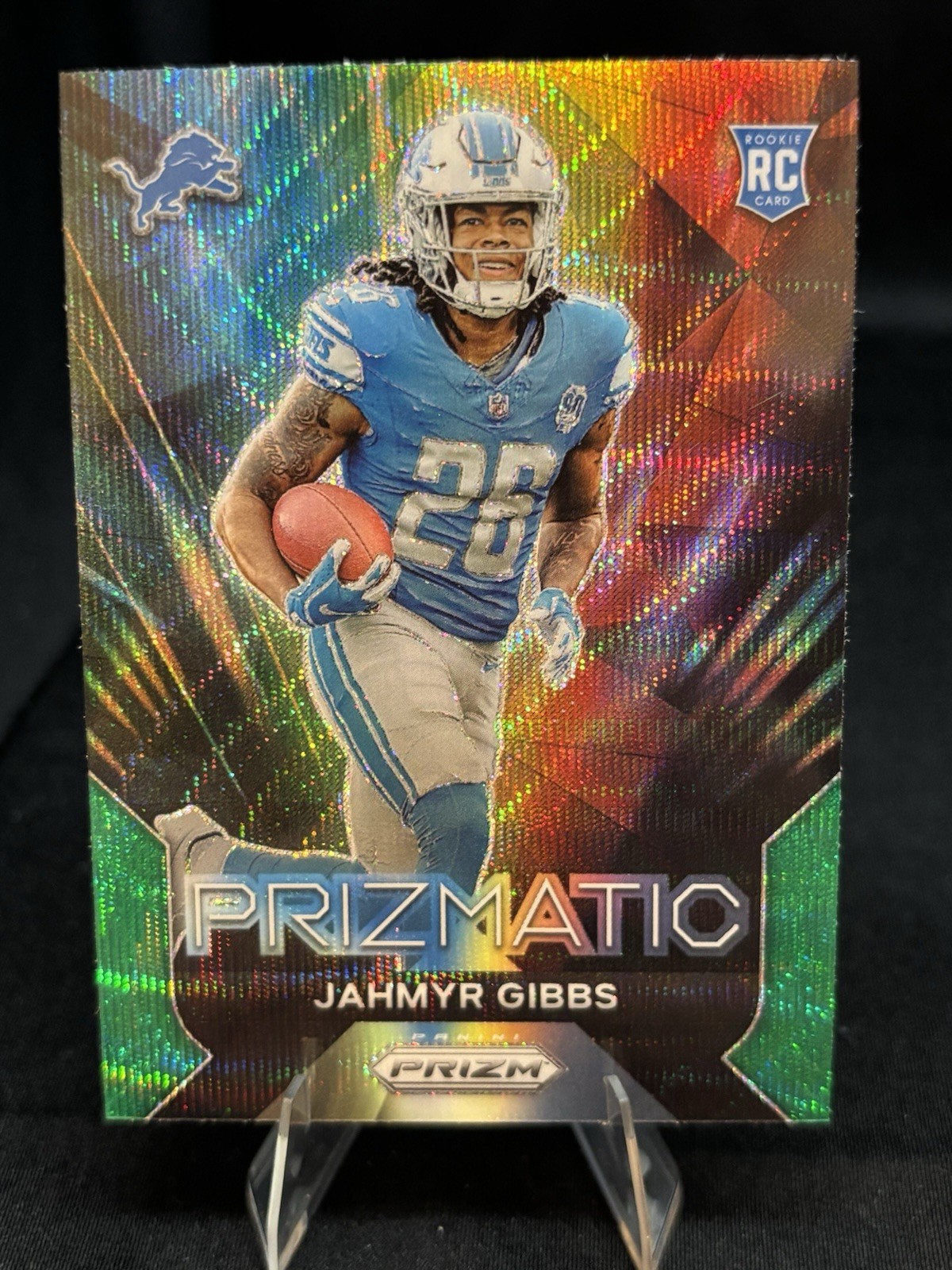 2023 Panini Prizm Jahmyr Gibbs Prizmatic Detroit Lions Green Rookie RC #20