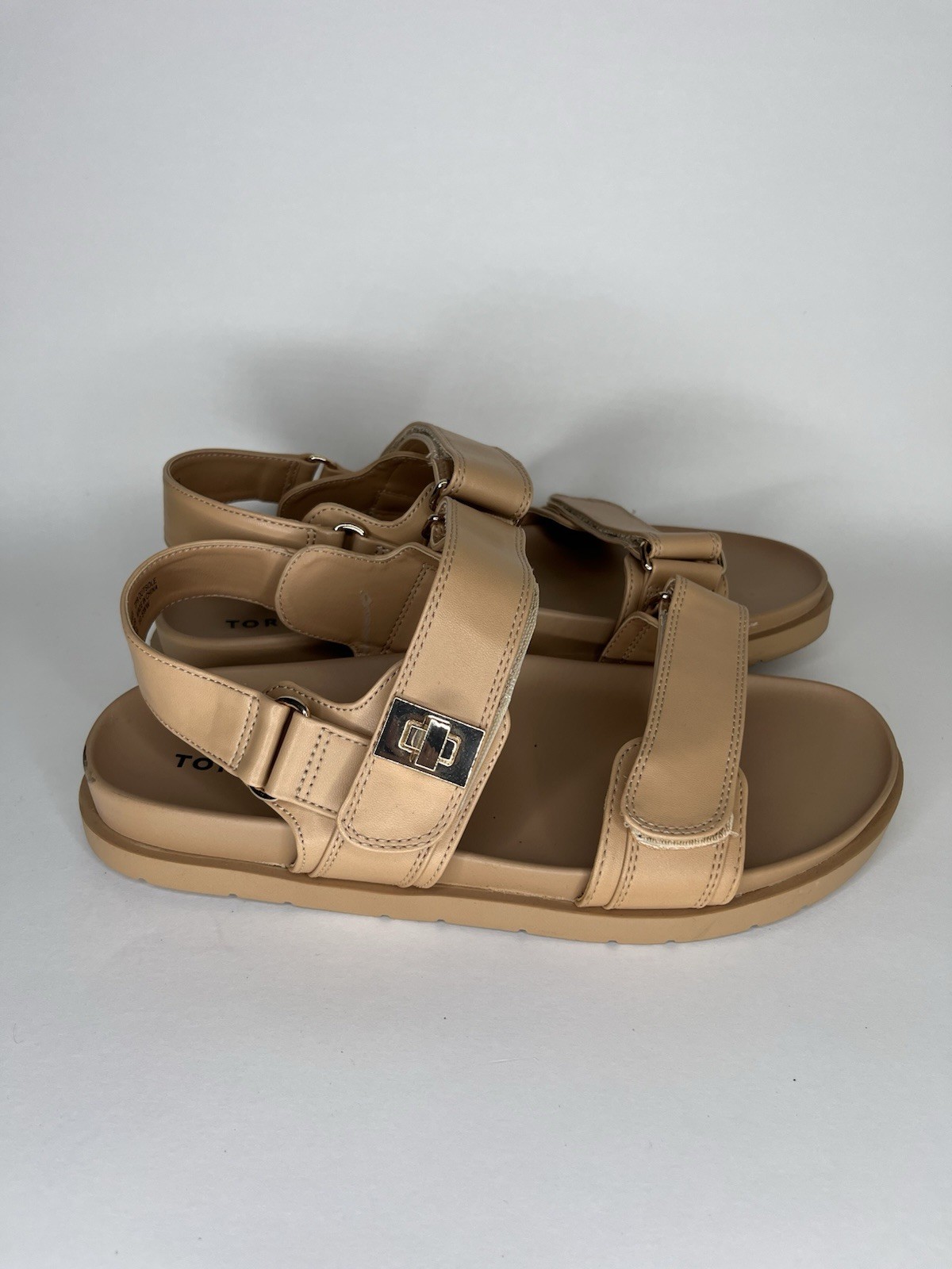 APL Sandali Torrid donna taglia 10 5W marroni nudi sintetici cinturino alla caviglia comodi da passeggio