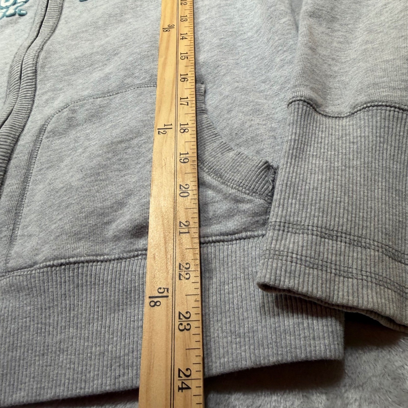 Aeropostale Full Zip Hoodie Heather Gray Applique Logo Y2K Skater XL image 3
