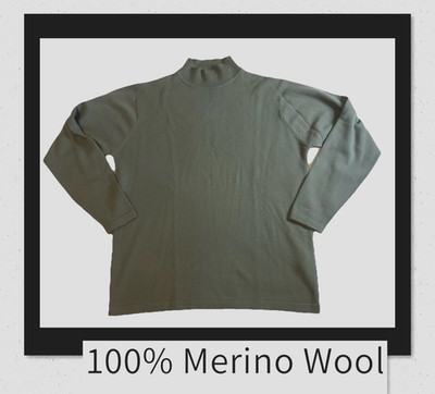 Halogen Women s Large 100% Merino Wool Sweater Turtleneck Pullover Olive Green