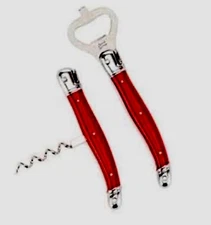 LAGUIOLE France Cheese & Wine Set Corkscrew & Knife Balanced Inox Blades  Silver