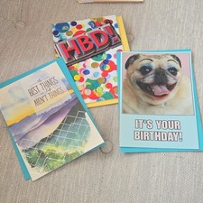 Hallmark Birthday Greeting Card Lot of 3 w/ Envelopes, Folded Confetti New