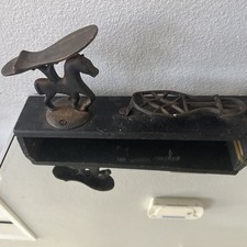 Vintage Handmade Horse Cast Iron Shoe Shine Stand Cobbler Foot Rests