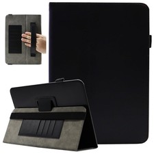 Black Faux Leather Folio Case for 10-11 Inch Tablets with Kickstand  Card Slots