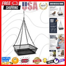 Elegant Metal Hanging Bird Feeder with Mesh Seed Tray - Perfect for Outdoor Use