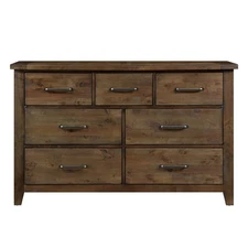 Rustic Classic Burnished Brown Rubberwood 7-Drawer Dresser