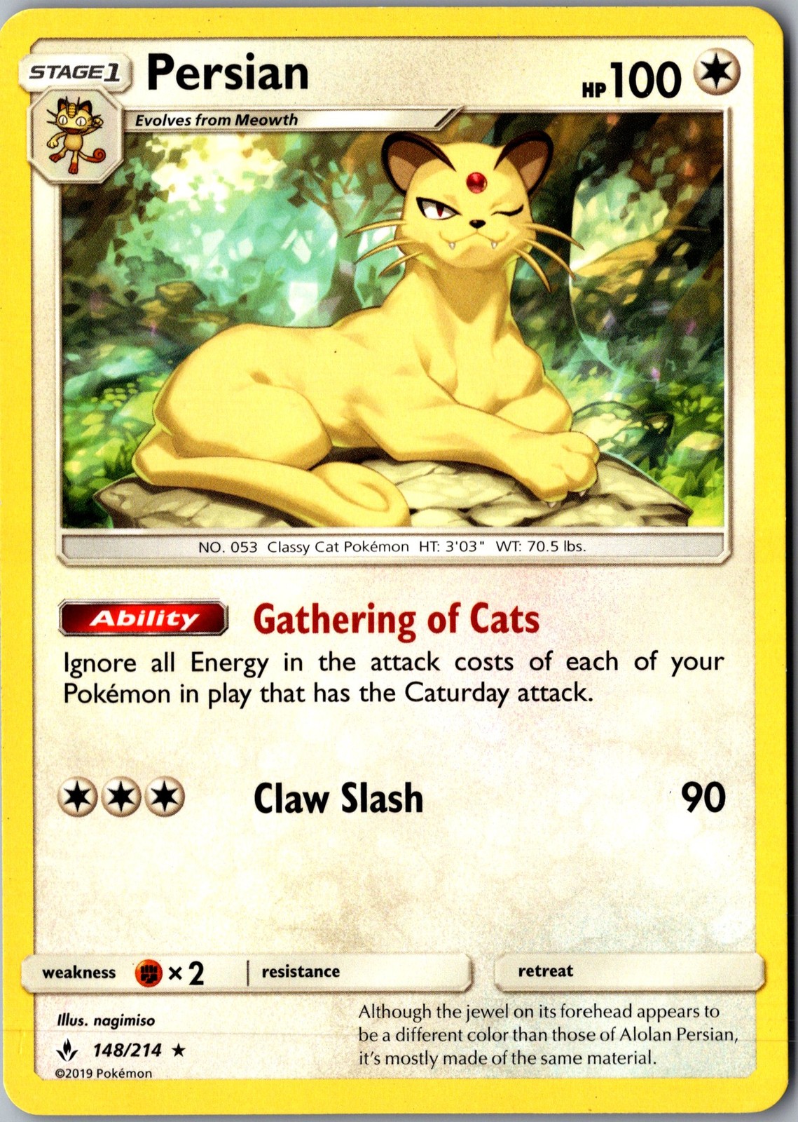 Persian 148/214 Rare Unbroken Bonds Lightly Played Pokemon Card TCG Single