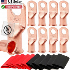 TKDMR 10pcs 1/0 AWG-3/8 Battery Lugs Heavy Duty Wire Ring Terminals Kit FROM USA