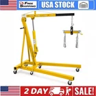 ⏭⏸✔️2 Ton Folding Hydraulic Engine Hoist with Lever Engine Shop Crane Hoist Lift