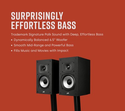 POLK AUDIO Monitor XT Series Bookshelf Speaker Matte Black MXT20