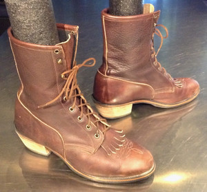 Vintage Laredo Kiltie Ankle Mens Lace Up Boots Size 7 D Biltrite Work Cowboy Vintage Laredo Brown Leather Lace Up Roper Boots Western  main image 3