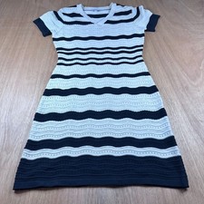 BIRCH NY Black & Cream Striped Knit Sweater Dress Women’s Small