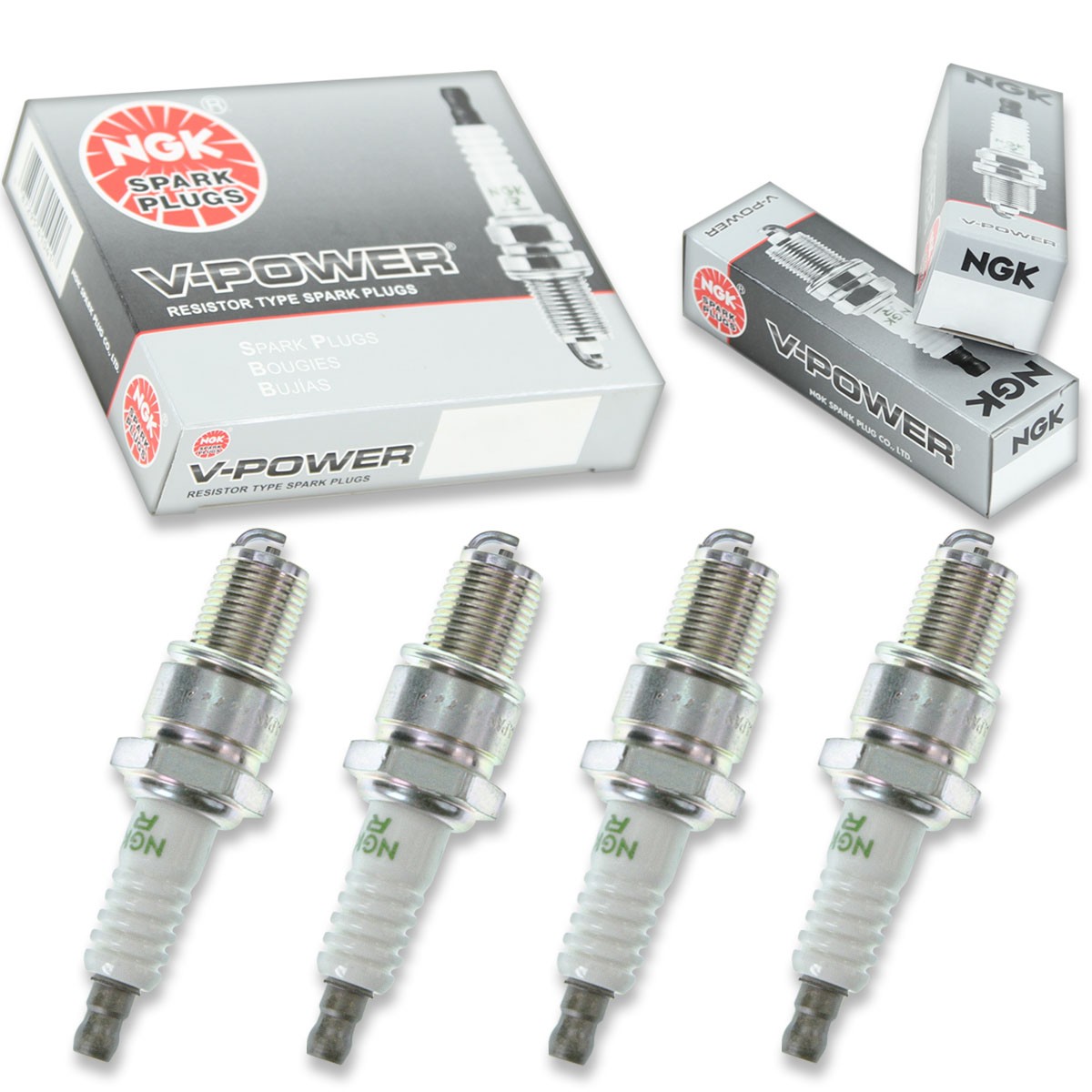 4 pc NGK 7613 BR10EYA V-Power Spark Plugs for W2CO AR2592 09482-00526 ts