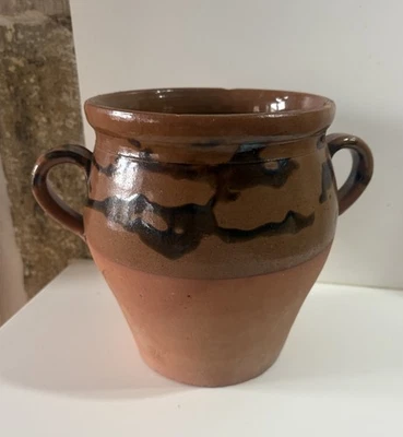 Ancien Pot à Graisse Terre Cuite Vernissée Poterie Art Populaire Déco Collection - Photo 1/4