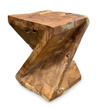 Teak Root Side Table - Z Shaped Twist Stool 40cm - Indoor & Outdoor