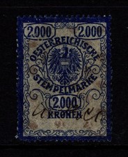 Austria 1922 2,000k Revenue Used / Pelure Paper - S50309