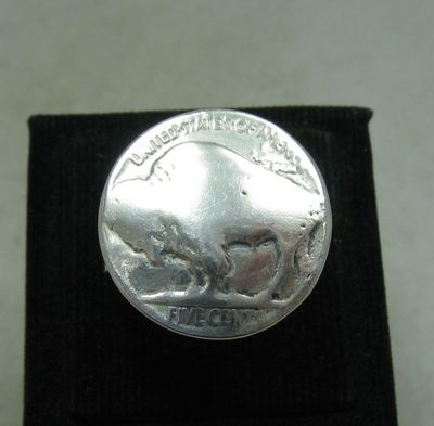 Vintage Sterlingsilber Ring Bison fünf Cent USA massiv 925 gestempelt Kaiserin