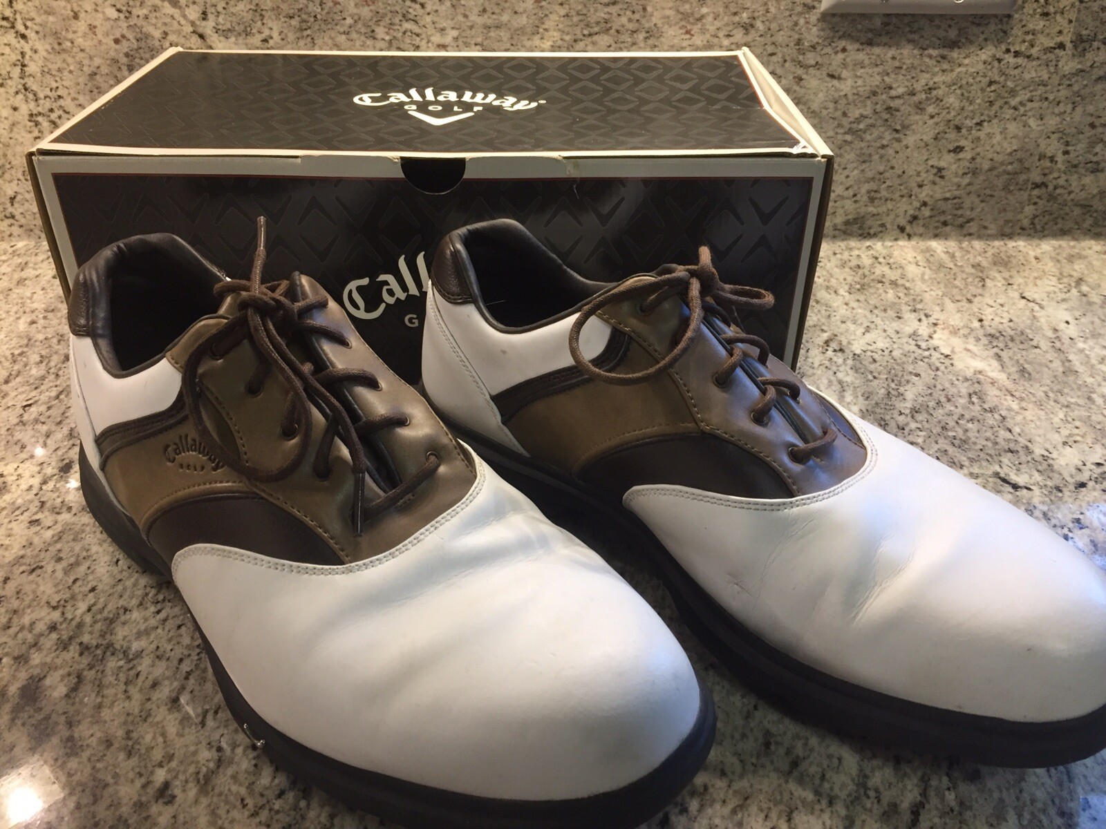 Callaway Mens 11.5 CG Sport Golf Shoes Cleats White Brown M298 eBay