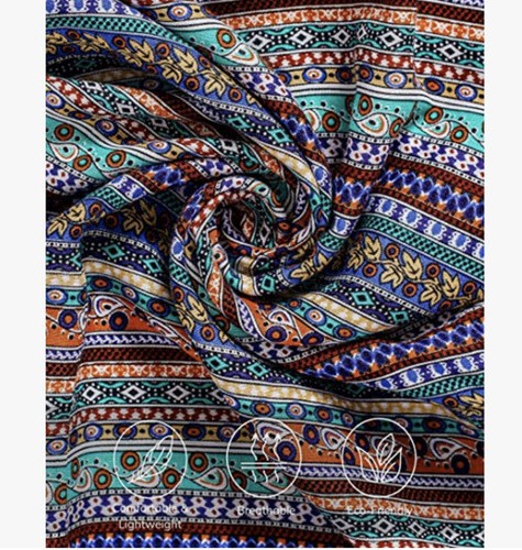 Lofbaz Women's Rayon Print Water Drop Smocked Waist Boho Harem Pants Blue XL - Picture 5 of 6