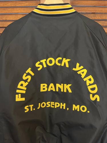 Joseph, First Stock Yards Bank St Joseph MO Mens Bomber Jacket Vintage 80s