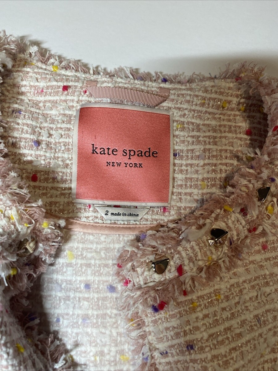 Kate Spade Mainline Pink Tweed Coat/ Jacket Size 2 | eBay
