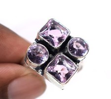 Simulated Pink Amethyst Cut Handmade Gemstone Fashion Jewelry Ring Size 8