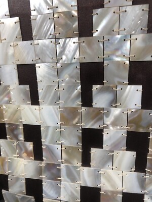 Vintage Shell Purse Mother of Pearl 2 Sided Tile Handbag Silky