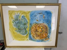 Mark S Holland Original Art 'ONE FREE' Gouache on Board Gold Framed Bird Cage