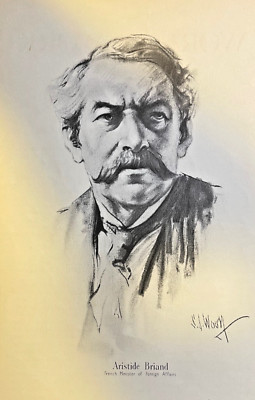1928 Vintage Illustration Aristide Briand French Minister Foreign Affairs