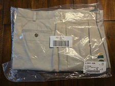 NEW LL BEAN Double L Chino Dress Pants 42x30 Khaki Pleated NWT Natural Fit