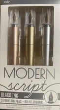 Ooly Modern Script Fountain Pens 3 Count - NEW