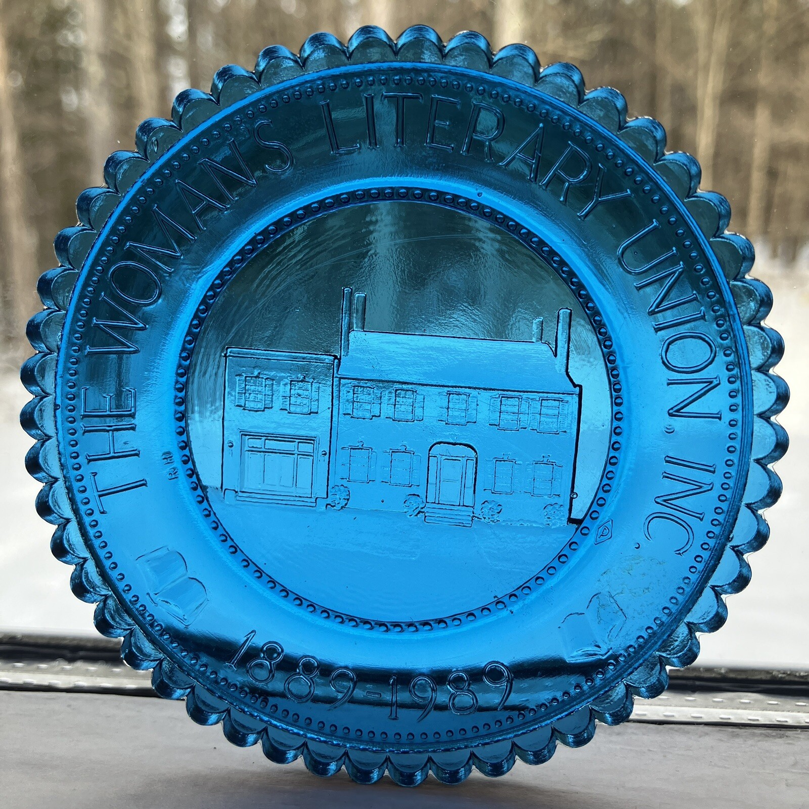 Portland ME Womans Literary Union Frye Hall Maine VTG Portland Glass Cup Plate