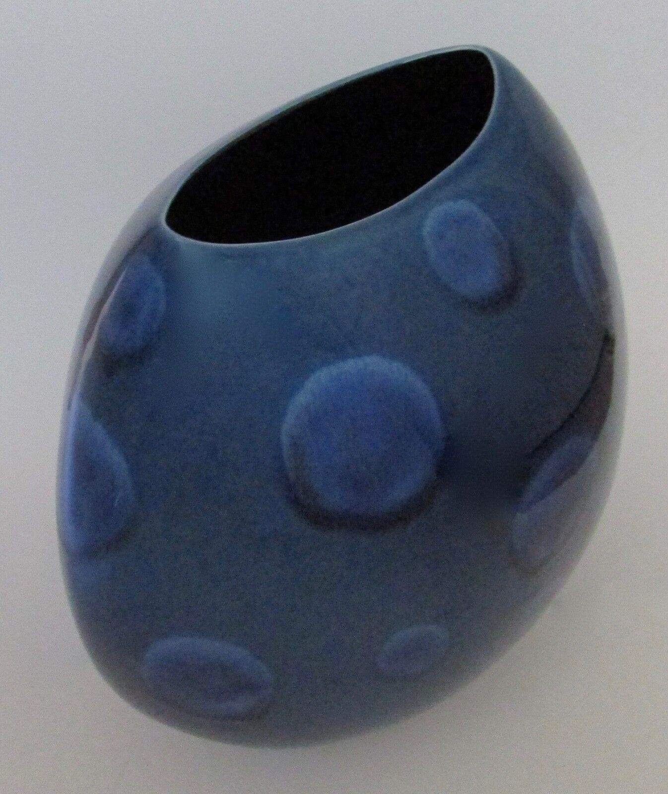 Poole Pottery England Large Blue Dot/Circle Purse Vase
