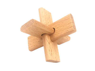 Three Links Kongming Lock Massivholz Brainteaser Puzzle