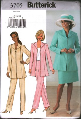 3705 Vintage Butterick SEWING Pattern Misses Jacket Skirt Pants UNCUT ...