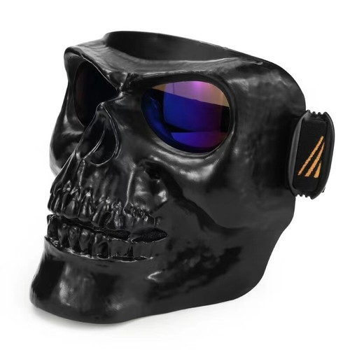 Motorcycle Face Shield Helmet skull Mask Goggles Dust-proof Black White - Picture 16 of 21