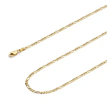 Wellingsale 14k Yellow Gold Solid 2mm Figaro Chain Necklace