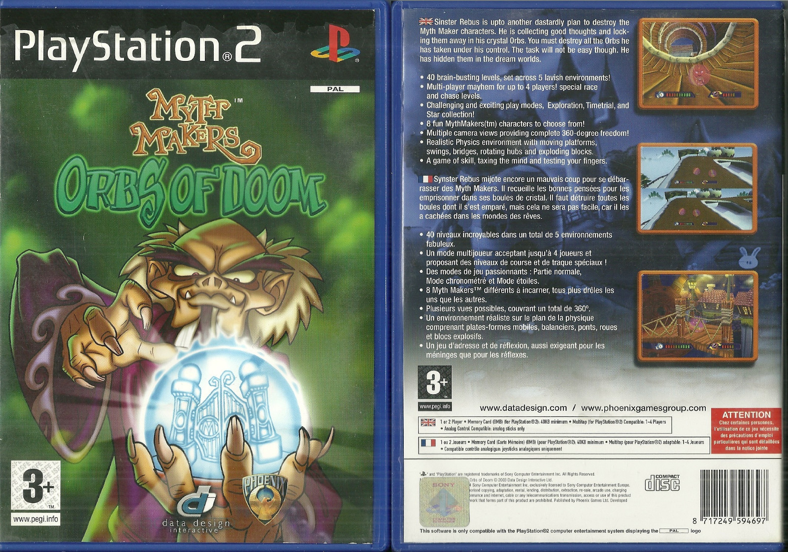 JEU PLAYSTATION 2 PS2 - MYTH MAKERS ORBS OF DOOM / EN FRANCAIS